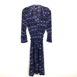 A.P.N.Y. By Alyn Paige A-Line Dress Size S Purple Stretch Belted Artsy Retro